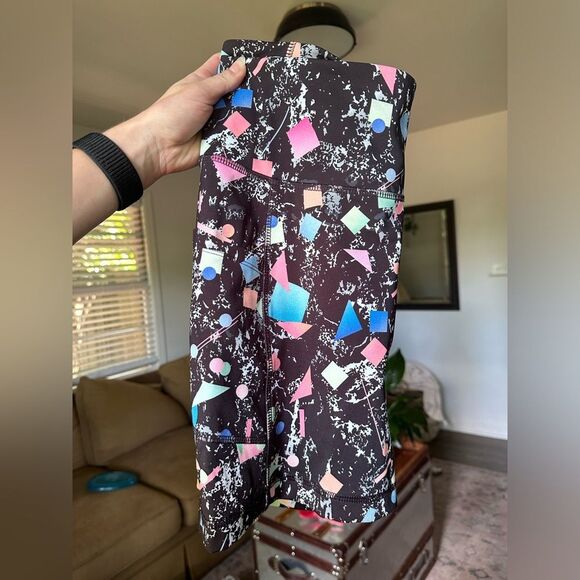 Zelos Athletic Printed Biker Shorts - Colorful Pattern Black Workout Yoga Size M - Picture 1 of 7